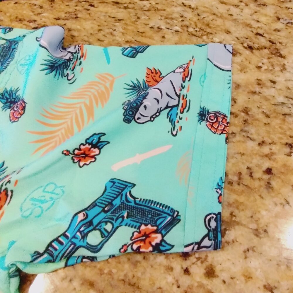 Nine Line x Sheepdog Response Hippo Hawaiian Shirt Green Size XL - Picture 6 of 10